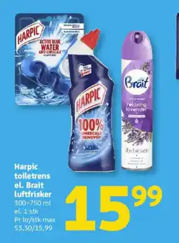 Løvbjerg Harpic toiletrens el. Brait luftfrisker tilbud