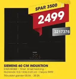Punkt1 Siemens 60 cm Induktion tilbud