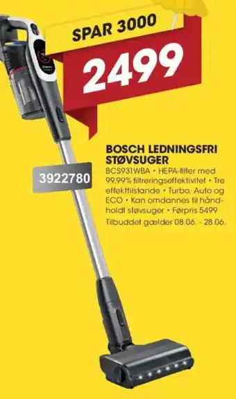 Punkt1 Bosch Ledningsfri støvsuger tilbud