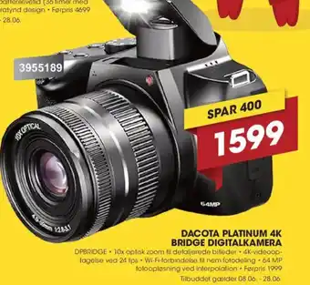 Punkt1 Dacota platinum 4K bridge digitalkamera tilbud