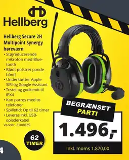 10-4 Byggecenter Hellberg Secure 2H Multipoint Synergy høreværn tilbud