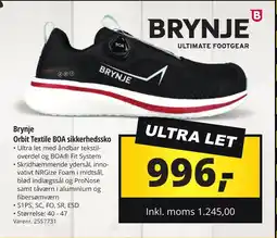 10-4 Byggecenter Brynje Orbit Textile BOA sikkerhedssko tilbud