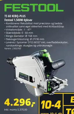 10-4 Byggecenter TS 60 KEBQ-PLUS Festool 1.500W dyksav tilbud
