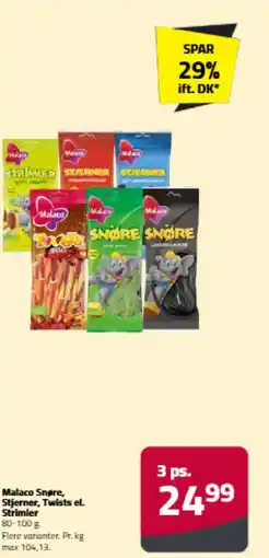 Fleggaard Malaco snøre, stjerner, twists el. strimler tilbud