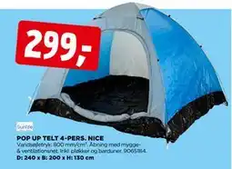 jem & fix POP UP TELT 4-PERS. NICE tilbud