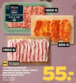 Netto Velsmag hakket gris- og kalvekød / marinerede nakkekoteletter / flæsk i skiver tilbud