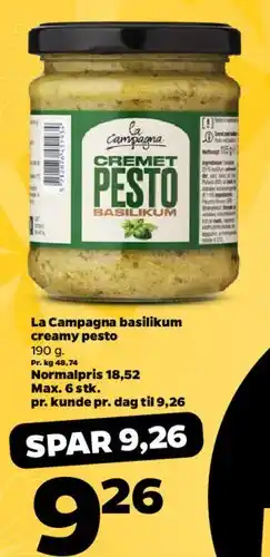 Netto La Campagna cremet pesto (basilikum) tilbud
