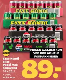 Netto Faxe Kondi / Pepsi Max sodavand (24 x 33 cl) tilbud