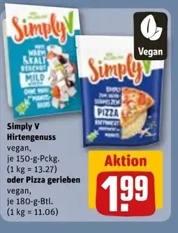 REWE DE Simply V Hirtengenuss oder Pizza gerieben tilbud
