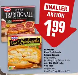 REWE DE Dr. Oetker Pizza Tradizionale Salame Romano oder Die Ofenfrische Vier Käse tilbud