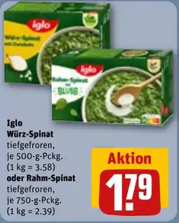 REWE DE Iglo Würz-Spinat oder Rahm-Spinat tilbud