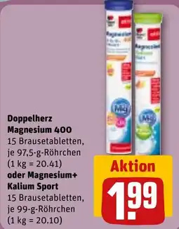 REWE DE Doppelherz Magnesium 400 oder Magnesium+ Kalium Sport tilbud