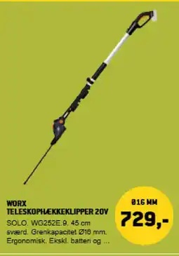 XL-BYG Worx teleskophækkeklipper 20v tilbud