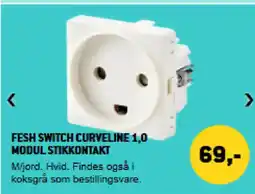 XL-BYG Fesh Switch curveline 1,0 modul stikkontakt tilbud