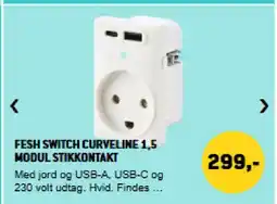 XL-BYG Fesh Switch curveline 1,5 modul stikkontakt tilbud