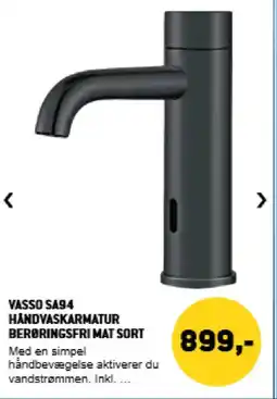 XL-BYG Vasso SA94 Håndvaskarmatur berøringsfri mat sort tilbud
