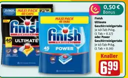 REWE DE Finish Ultimate Geschirrreinigertabs oder Power Geschirrreinigertabs tilbud