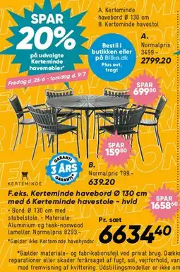 Bilka Kerteminde havemøbelsæt (bord + 6 stole) tilbud