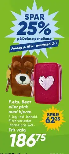 Bilka Deluxe penalhus (Bear / pink med hjerte) tilbud