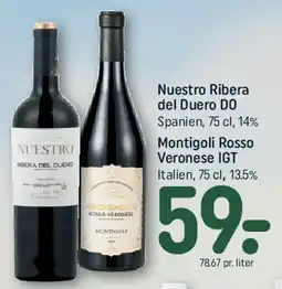REMA 1000 Nuestro Ribera del Duero DO / Montigoli Rosso Veronese IGT tilbud