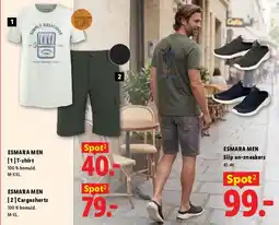 Lidl ESMARA MEN - T-shirt, Cargoshorts, Slip-on sneakers tilbud