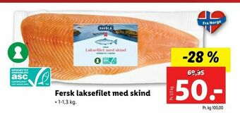 Let-Køb Fersk laksefilet med skind tilbud
