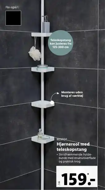 Let-Køb Hjørnereol med teleskopstang tilbud