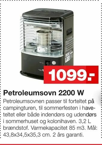 Bauhaus Petroleumsovn 2200 W tilbud