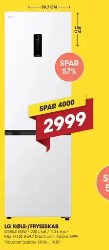 Punkt1 LG KØLE-/FRYSESKAB tilbud