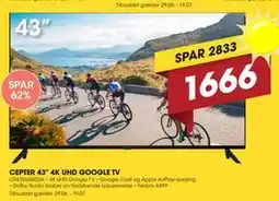 Punkt1 CEPTER 43” 4K UHD GOOGLE TV tilbud