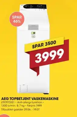 Punkt1 AEG TOPBETJENT VASKEMASKINE tilbud
