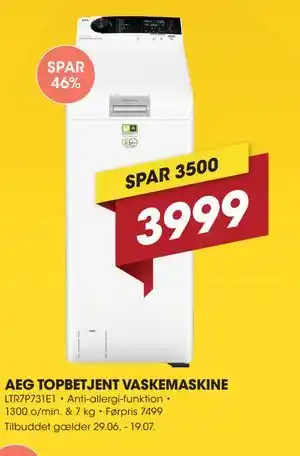 AEG TOPBETJENT VASKEMASKINE
