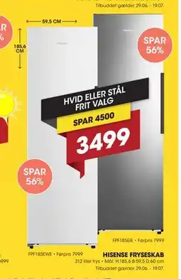 Punkt1 HISENSE FRYSESKAB tilbud
