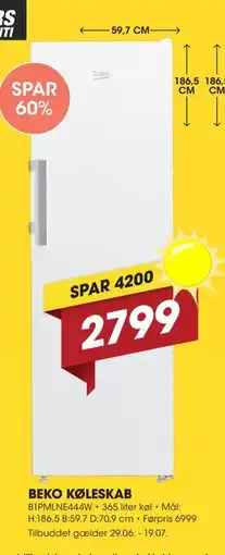 Punkt1 BEKO KØLESKAB tilbud