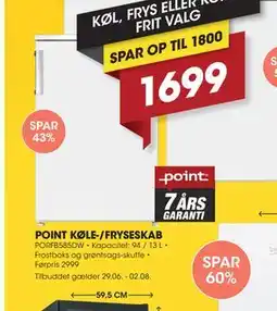 Punkt1 POINT KØLE-/FRYSESKAB tilbud