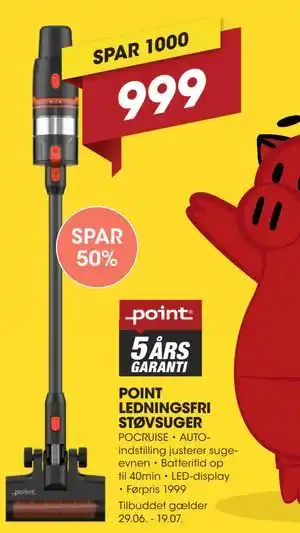 Punkt1 POINT LEDNINGSFRI STØVSUGER tilbud