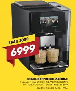 Punkt1 SIEMENS ESPRESSOMASKINE tilbud