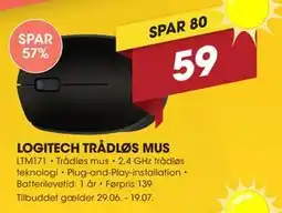 Punkt1 LOGITECH TRÅDLØS MUS tilbud