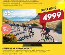 Punkt1 CEPTER 65” 4K QLED GOOGLE TV tilbud