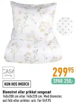 Imerco Blomstret eller prikket sengesæt tilbud