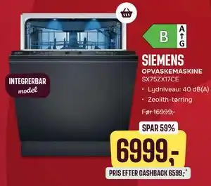 Skousen SIEMENS OPVASKEMASKINE SX75ZX17CE tilbud