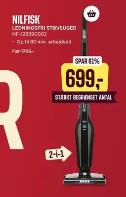 Skousen NILFISK LEDNINGSFRI STØVSUGER NF-128390002 tilbud