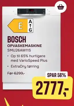 Skousen BOSCH OPVASKEMASKINE SMU26AW11S tilbud