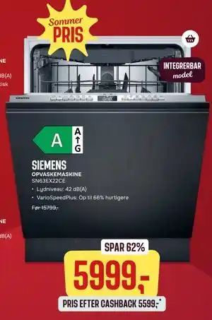 Skousen SIEMENS OPVASKEMASKINE SN63EX22CE tilbud