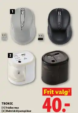 Lidl TRONIC - trådløs mus og elektrisk blyantspidser tilbud