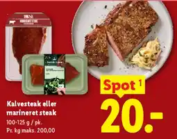 Lidl Kalvesteak eller marineret steak tilbud