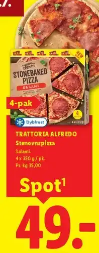 Lidl TRATTORIA ALFREDO Stenovnspizza (Salami) 4-pak tilbud