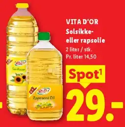 Lidl VITA D'OR Solsikke- eller rapsolie tilbud