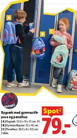 Lidl Rygsæk med gymnastikpose og penalhus tilbud