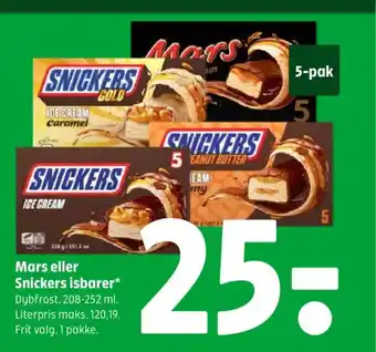 Coop 365 Mars eller Snickers isbarer tilbud